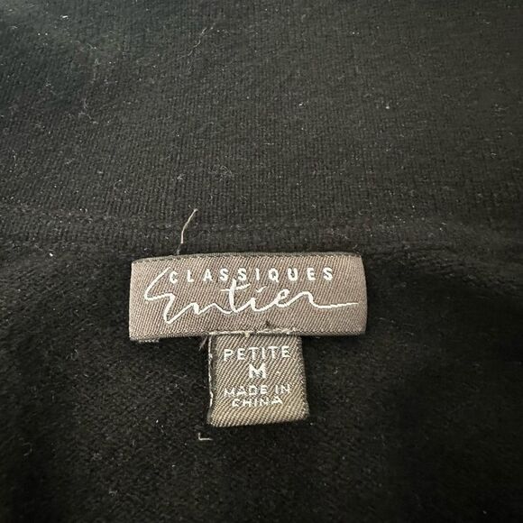 CLASSIQUES ENTIER Black Collared 100% Cashmere Knit Pullover Sweater sz M Petite - Picture 5 of 7